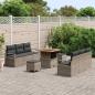 Preview: 9-teiliges Garten Sofa Set mit Kissen Grau Poly Rattan Akazie, 2-Sitzer Garten Sofa mit Kissen Grau Poly Rattan, 3-teiliges Garten EssSet mit Kissen Grau Poly Rattan Akazie