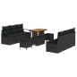 Preview: 9-teiliges Garten-Sofa-Set mit Kissen Schwarz Poly-Rattan Akazie, 2-Sitzer Garten-Sofa mit Kissen Schwarz Poly-Rattan, 3-teiliges Garten-Dining-Set mit Kissen Schwarz Poly-Rattan Akazie