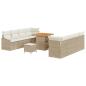Preview: 11-teiliges Garten Sofa Set mit Kissen Beige Poly Rattan Akazie, 2-Sitzer Garten Sofa mit Kissen Beige Poly Rattan, 3-teiliges Garten Essenset mit Kissen Beige Poly Rattan Akazie