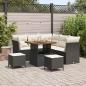 Preview: ARDEBO.de - 8-teiliges Garten-Sofa-Set mit Kissen Schwarz Poly Rattan Akazie, 3-teiliges Garten-Esszimmer-Set mit Kissen Schwarz Poly Rattan Akazie