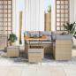 Preview: 8-teiliges Garten Sofa Set mit Kissen Beige Poly-Rattan Akazie, 3-teiliges Garten Essset mit Kissen Beige Poly-Rattan Akazie