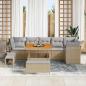 Preview: ARDEBO.de - 9-teiliges Garten Sofa Set mit Kissen Beige Poly Rattan Akazie, 3-teiliges Garten Essenset mit Kissen Beige Poly Rattan Akazie