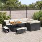 Preview: 12-teiliges Garten-Sofa-Set mit Kissen Schwarz Poly Rattan Akazie, 3-teiliges Garten-Esszimmer-Set mit Kissen Schwarz Poly Rattan Akazie