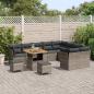 Preview: 12-teiliges Garten Sofa Set mit Kissen Grau Poly Rattan Akazie, 3-teiliges Garten Essset mit Kissen Grau Poly Rattan Akazie
