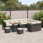 Preview: 12-teiliges Garten Sofa Set mit Kissen Schwarz Poly Rattan Akazie, 3-teiliges Garten Essset mit Kissen Schwarz Poly Rattan Akazie