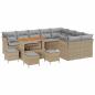 Preview: 13-teiliges Garten-Sofa-Set mit Kissen Beige Poly-Rattan Akazie, 4-teiliges Garten-Esszimmer-Set mit Kissen Beige Poly-Rattan Akazie