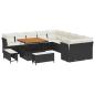 Preview: 13-teiliges Garten-Sofa-Set mit Kissen in Schwarz Poly Rattan Akazie, 3-teiliges Garten-Esszimmer-Set mit Kissen in Schwarz Poly Rattan Akazie