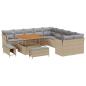Preview: 13-teiliges Garten Sofa Set mit Kissen Beige Poly Rattan Akazie, 3-teiliges Garten Esserset mit Kissen Beige Poly Rattan Akazie