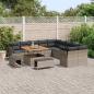 Preview: 13-teiliges Garten-Sofa-Set mit Kissen Grau Poly Rattan Akazie, 3-teiliges Garten-Esszimmer-Set mit Kissen Grau Poly Rattan Akazie