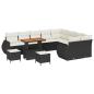 Preview: 12-teiliges Garten Sofa Set mit Kissen Schwarz Poly Rattan Akazie, 3-teiliges Garten Essset mit Kissen Schwarz Poly Rattan Akazie