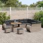 Preview: 12-teiliges Garten-Sofa-Set mit Kissen Grau Poly-Rattan Akazie, 3-teiliges Garten-Ess-Set mit Kissen Grau Poly-Rattan Akazie