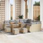 Preview: ARDEBO.de - Gartensofa-set mit Kissen 13 pcs Beige und Hellgrau Poly Rattan