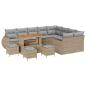 Preview: Gartensofa-set mit Kissen 13 pcs Beige und Hellgrau Poly Rattan