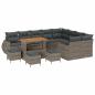 Preview: 13-teiliges Garten-Sofa-Set mit Kissen Grau Poly-Rattan Akazie, 4-teiliges Garten-Ess-Set mit Kissen Grau Poly-Rattan Akazie