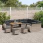 Preview: 13-teiliges Garten-Sofa-Set mit Kissen Grau Poly-Rattan Akazie, 4-teiliges Garten-Ess-Set mit Kissen Grau Poly-Rattan Akazie