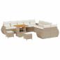 Preview: 13-teilige Garten Sofa Set mit Kissen Beige Poly Rattan Akazie, 3-teiliges Garten Esszimmer Set mit Kissen Beige Poly Rattan Akazie