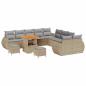 Preview: 13-teilige Garten Sofa Set mit Kissen Beige Poly Rattan Akazie, 3-teilige Garten Esstisch Set mit Kissen Beige Poly Rattan Akazie