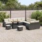 Preview: 13-teilige Garten Sofaset mit Kissen Schwarz Poly Rattan Akazie, 3-teiliges Garten Essset mit Kissen Schwarz Poly Rattan Akazie