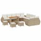 Preview: 14-teiliges Garten Sofa Set mit Kissen Beige Poly Rattan Akazie, 4-teiliges Garten Essset mit Kissen Beige Poly Rattan Akazie