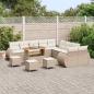 Preview: 14-teiliges Garten Sofa Set mit Kissen Beige Poly Rattan Akazie, 4-teiliges Garten Essset mit Kissen Beige Poly Rattan Akazie