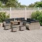 Preview: 14-teilige Garten Sofaset mit Kissen Grau Poly Rattan Akazie, 4-teiliges Garten Essset mit Kissen Grau Poly Rattan Akazie