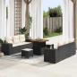Preview: ARDEBO.de - 9-teiliges Garten-Sofa-Set mit Kissen in Schwarz, Poly Rattan, Akazie, 3-teiliges Garten-Ess-Set mit Kissen in Schwarz, Poly Rattan, Akazie