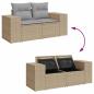 Preview: 9-teiliges Garten Sofa Set mit Kissen Beige Poly Rattan Akazie, 3-teiliges Garten Esstisch Set mit Kissen Beige Poly Rattan Akazie