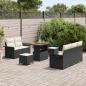 Preview: 8-teiliges Garten Sofa Set mit Kissen Schwarz Poly Rattan Akazie, 2-Sitzer Garten Sofa mit Stauraum & Kissen Schwarz Poly Rattan, 3-teiliges Garten Esstisch Set mit Kissen Schwarz Poly Rattan Akazie