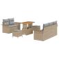Preview: 8-teilige Garten Sofa Set mit Kissen Beige Poly Rattan Akazie, 2-Sitzer Garten Sofa mit Stauraum & Kissen Beige Poly Rattan, 3-teiliges Garten Essset mit Kissen Beige Poly Rattan Akazie