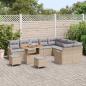 Preview: 12-teiliges Garten Sofa Set mit Kissen Beige Poly Rattan Akazie, 2-Sitzer Garten Sofa mit Stauraum & Kissen Beige Poly Rattan, 3-teiliges Garten Essset mit Kissen Beige Poly Rattan Akazie
