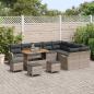 Preview: 13-teiliges Garten Sofa Set mit Kissen Grau Poly Rattan Akazie, 2-Sitzer Garten Sofa mit Stauraum & Kissen Grau Poly Rattan, 4-teiliges Garten Essset mit Kissen Grau Poly Rattan Akazie