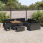 Preview: 13-teiliges Garten Sofa Set mit Kissen Schwarz Poly Rattan Akazie, 2-Sitzer Garten Sofa mit Stauraum & Kissen Schwarz Poly Rattan, 3-teiliges Garten Esstisch Set mit Kissen Schwarz Poly Rattan Akazie