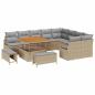 Preview: 12-teiliges Garten Sofa Set mit Kissen Beige Poly Rattan Akazie, 2-Sitzer Garten Sofa mit Stauraum & Kissen Beige Poly Rattan, 3-teiliges Garten Esszimmer Set mit Kissen Beige Poly Rattan Akazie