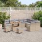 Preview: 12-teiliges Garten Sofa Set mit Kissen Beige Poly Rattan Akazie, 2-Sitzer Garten Sofa mit Stauraum & Kissen Beige Poly Rattan, 3-teiliges Garten Esstisch Set mit Kissen Beige Poly Rattan Akazie