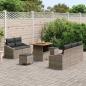 Preview: 8-teiliges Garten Sofa Set mit Kissen Grau Poly Rattan Akazie, 2-Sitzer Garten Sofa mit Stauraum & Kissen Grau Poly Rattan, 3-teiliges Garten Essset mit Kissen Grau Poly Rattan Akazie