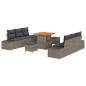 Preview: 9-teiliges Garten Sofa Set mit Kissen Grau Poly Rattan Akazie, 2-Sitzer Garten Sofa mit Stauraum & Kissen Grau Poly Rattan, 3-teiliges Garten Esstisch Set mit Kissen Grau Poly Rattan Akazie