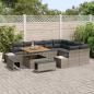 Preview: 12-teiliges Garten Sofa Set mit Kissen Grau Poly Rattan Akazie, 2-Sitzer Garten Sofa mit Stauraum & Kissen Grau Poly Rattan, 3-teiliges Garten Esszimmer Set mit Kissen Grau Poly Rattan Akazie