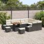 Preview: 12-teiliges Garten Sofa Set mit Kissen Schwarz Poly Rattan Akazie, 2-Sitzer Garten Sofa mit Stauraum & Kissen Schwarz Poly Rattan, 3-teiliges Garten Essset mit Kissen Schwarz Poly Rattan Akazie