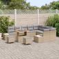 Preview: 12-teiliges Garten Sofa Set mit Kissen Beige Poly Rattan Akazie, 2-Sitzer Garten Sofa mit Stauraum & Kissen Beige Poly Rattan, 3-teiliges Garten Essenset mit Kissen Beige Poly Rattan Akazie