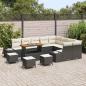 Preview: ARDEBO.de - 13-teiliges Garten Sofa Set mit Kissen Schwarz Poly Rattan Akazie, 2-Sitzer Garten Sofa mit Stauraum & Kissen Schwarz Poly Rattan, 4-teiliges Garten Essset mit Kissen Schwarz Poly Rattan Akazie