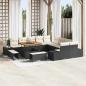 Preview: ARDEBO.de - 13-teiliges Garten-Sofa-Set mit Kissen Schwarz Poly-Rattan Akazie, 2-Sitzer Garten-Sofa mit Stauraum und Kissen Schwarz Poly-Rattan, 3-teiliges Garten-Essset mit Kissen Schwarz Poly-Rattan Akazie