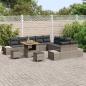 Preview: 13-teiliges Garten Sofa Set mit Kissen Grau Poly Rattan Akazie, 2-Sitzer Garten Sofa mit Stauraum & Kissen Grau Poly Rattan, 3-teiliges Garten Essmöbel Set mit Kissen Grau Poly Rattan Akazie