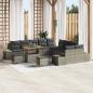 Preview: ARDEBO.de - 13-teiliges Garten-Sofa-Set mit Kissen Grau Poly Rattan Akazie, 2-Sitzer Garten-Sofa mit Stauraum und Kissen Grau Poly Rattan, 3-teiliges Garten-Dining-Set mit Kissen Grau Poly Rattan Akazie