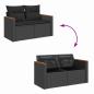 Preview: 9-teiliges Garten Sofa Set mit Kissen Schwarz Poly-Rattan Akazie, 3-teiliges Garten Esszimmer Set mit Kissen Schwarz Poly-Rattan Akazie