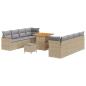 Preview: 11-teiliges Garten-Couchset mit Kissen Beige Poly-Rattan Akazie, 3-teiliges Garten-Ess-Set mit Kissen Beige Poly-Rattan Akazie