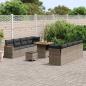 Preview: 11-teiliges Garten-Sofa-Set mit Kissen Grau Poly Rattan Akazie, 3-teiliges Garten-Ess-Set mit Kissen Grau Poly Rattan Akazie