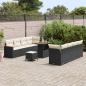 Preview: 11-teiliges Garten-Sofa Set mit Kissen Schwarz Poly-Rattan Akazie, 3-teiliges Garten-Ess-Set mit Kissen Schwarz Poly-Rattan Akazie