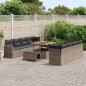 Preview: 11-teiliges Garten Sofa Set mit Kissen Grau Poly Rattan Akazie, 3-teiliges Garten Essset mit Kissen Grau Poly Rattan Akazie