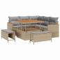 Preview: 8-teiliges Garten Sofa Set mit Kissen Beige Poly Rattan Akazie, 3-teiliges Garten Dining Set mit Kissen Beige Poly Rattan Akazie