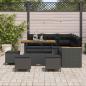 Preview: 9-teilige Garten-Sofagarnitur mit Kissen schwarzes Poly-Rattan Akazie, 4-teilige Garten-Essgruppe mit Kissen schwarzes Poly-Rattan Akazie